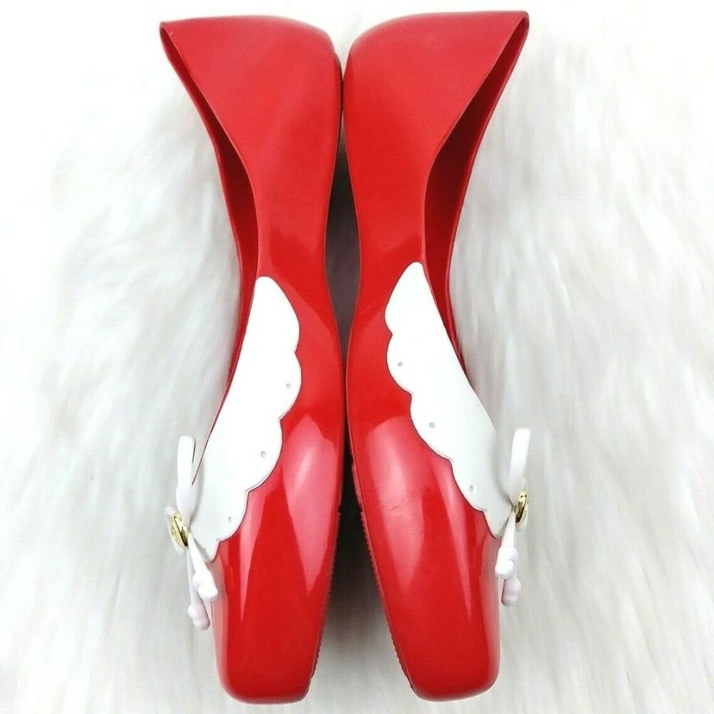 Dreamed by Melissa Red Rubber Pointed Toe Flats - Picture 5 of 8